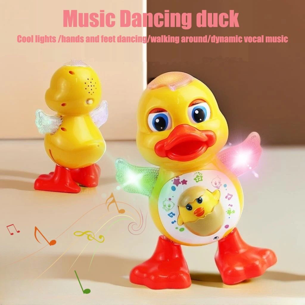 Electric Dancing Duck Funny Blink Eyes Flashing Light Shake The Body Cute Musical Cartoon Animal Educational Toy Children Gift