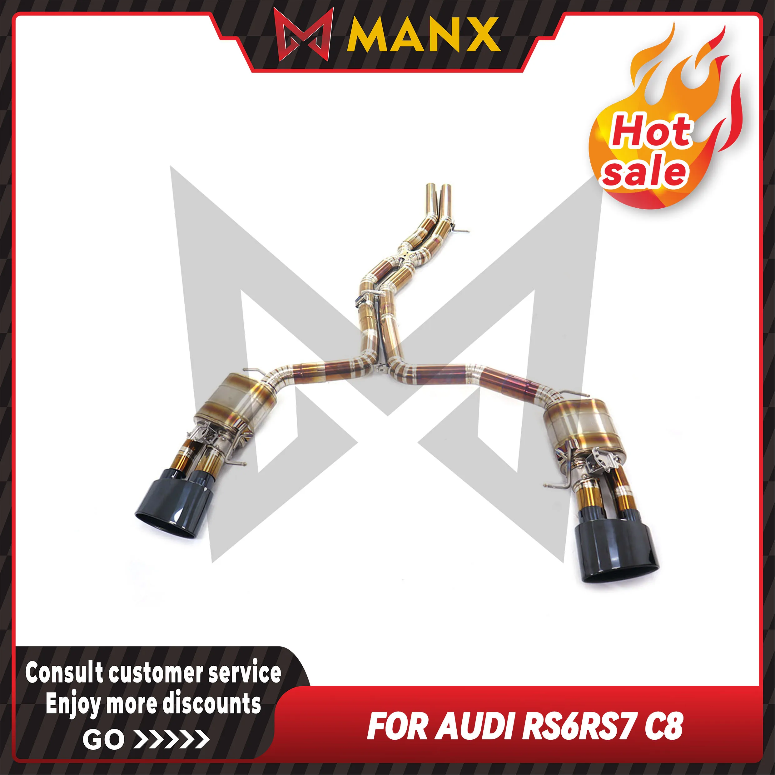 MANX Car Exhaust system for Audi RS6 RS7 C8 Titanium Alloy catback Performance exhaust pipe with remote control valve