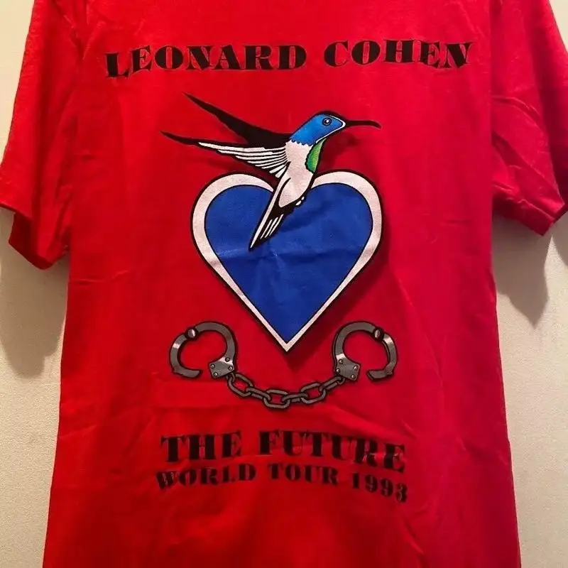 Leonard Cohen The Future Tour 1993 Red T Shirt Full Size S 5XL