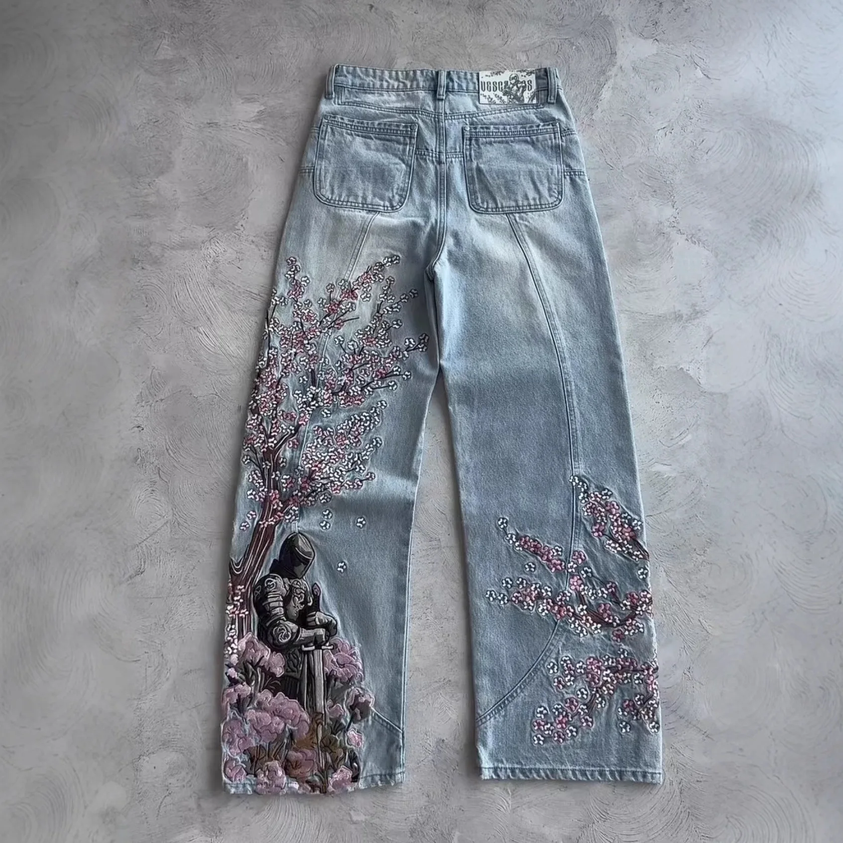 Man Jeans 2026 Autumn Embroidered Y2K American Style Wide-Leg Denim Pants Hip-Hop Street Loose Unisex Jeans
