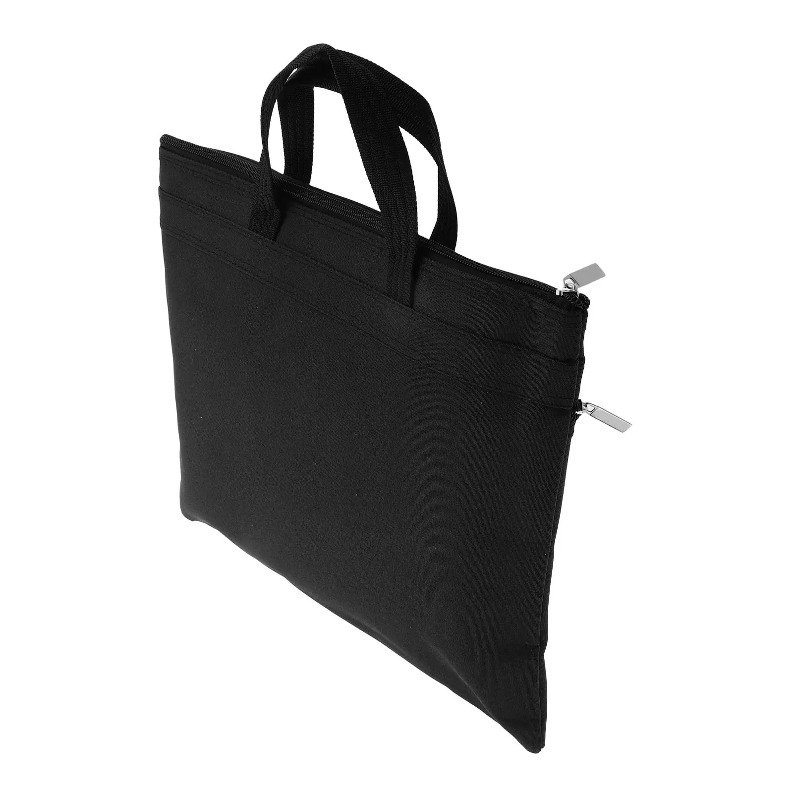 Business Handbag Portable Document Briefcase Oxford Cloth Dual Layer File Organizer Moistureproof Travel Document Storage Zipper