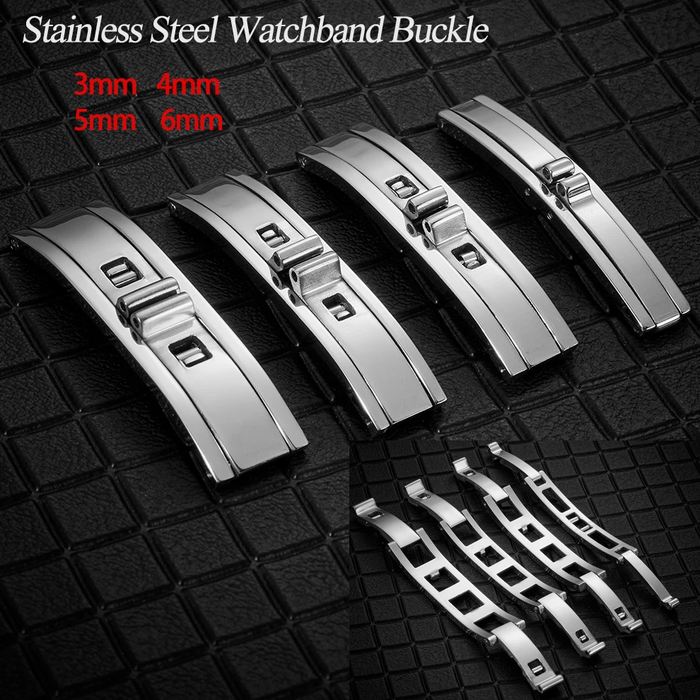Ремешок для часов из нержавеющей стали, пряжка 3 мм, 4 мм, 5 мм, 6 мм, двойная складная застежка-бабочка, ремешок для часов, соединение, аксессуары для часов
