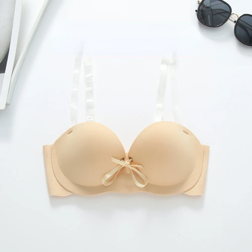 Inflatable Bra Without Shoulder Straps Invisible Without Slip Resistance Steel Ring Gathering Bra for Wedding Dress Suspenders