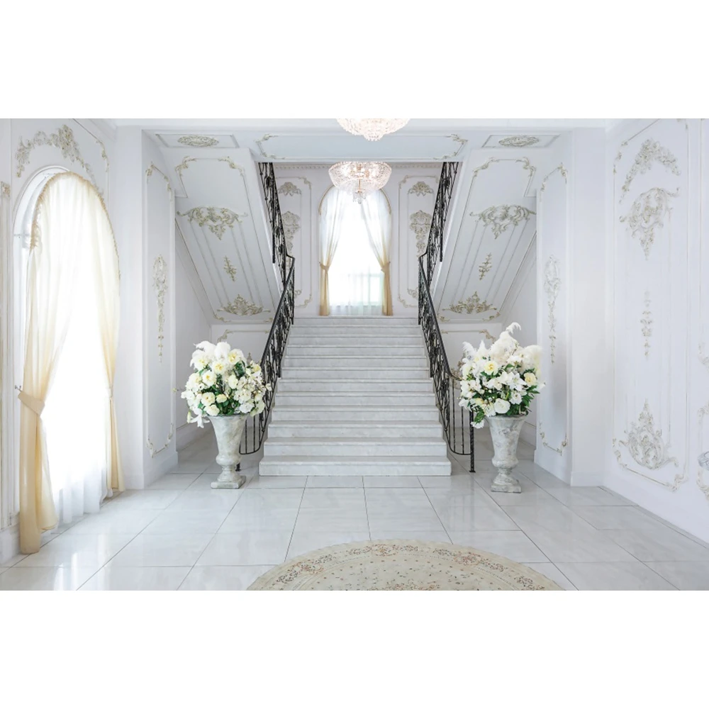 Luxury Palace Photography Backdrop Vintage Castle Red Carpet Stairs Interior Wedding Portrait Birthday Party Photo Background