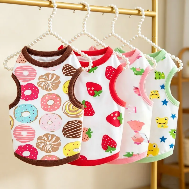 Chaleco para Perro, Ropa de Verano con Estampado de Fresas, Camiseta para Cachorros Chihuahua, Ropa para Mascotas Bichón Yorkshire, Camisetas Finas