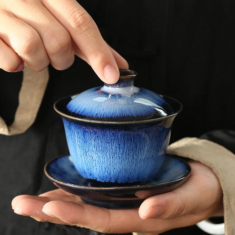 Картина 4: Винтажная керамика, чайные чашки Gaiwan Kungfu, чайная чаша с крышкой, бытовая кухонная чайная посуда, аксессуары для церемонии, портативный чайный сервиз