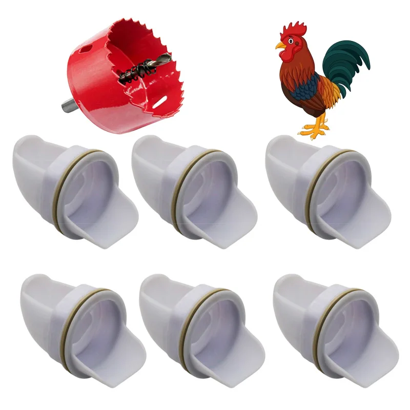 Kit d\'alimentation automatique à gravité pour poulet et canard, mangeoire à volaille étanche pour les seaux d\'alimentation, tonneaux, abreuvoirs