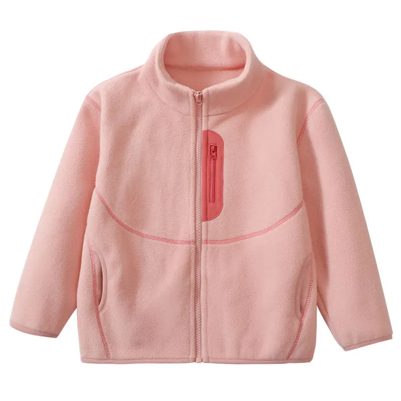 Winter Warm Fleece Coat for Boys Girls High Tech Far-Infrared Antibacterial Solid Color Zip Jacket with Pockets Kids School Wear