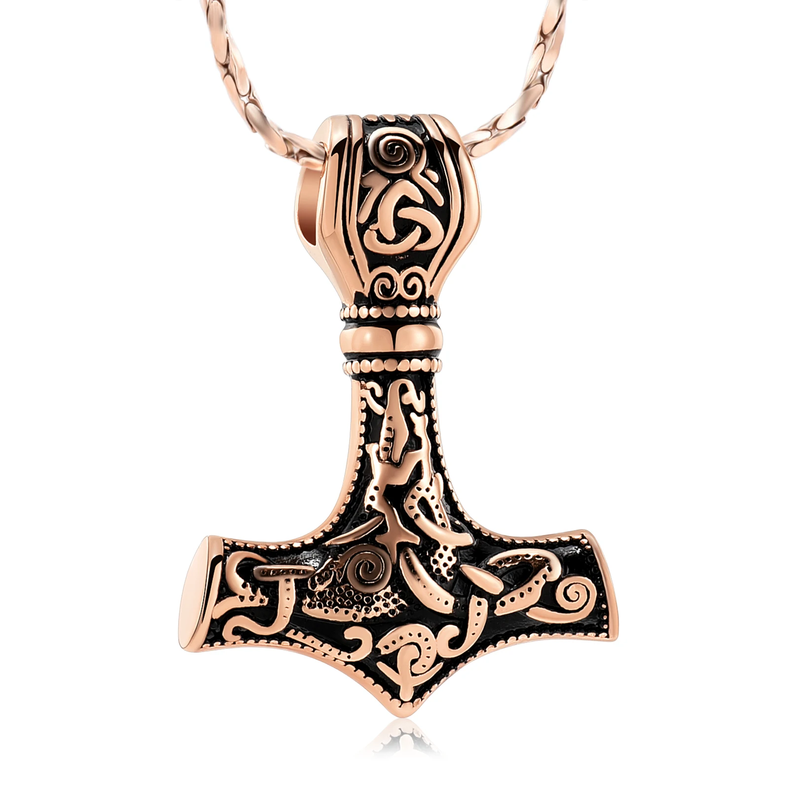 Cremation Jewelry Norse Viking Thor's Hammer Urn Necklace Stainless Steel Men Memorial Jewelry