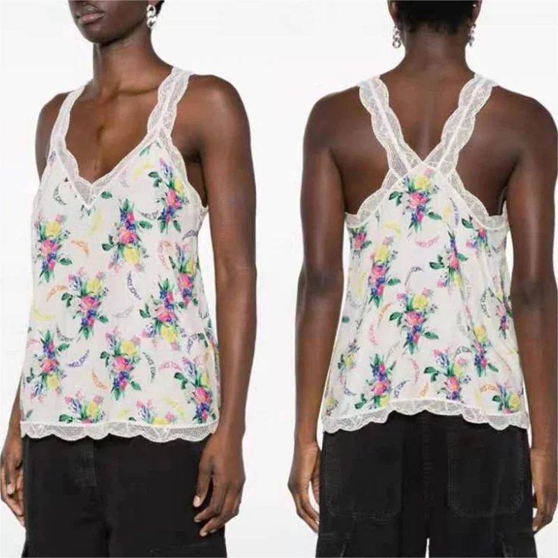 Zadig Women Sexy Camisole New Fashion Floral Print Casual Camisole Tops Female Elegant Vest Summer Sleeveless Ladies Clothings