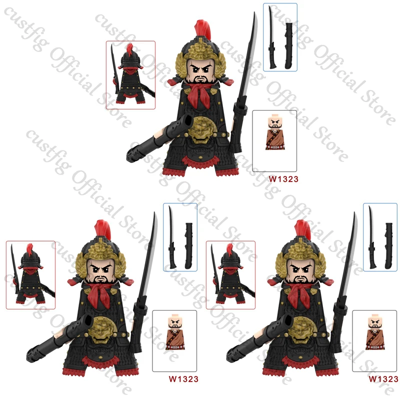 Ancient Chinese Hero Yue Fei General Military Armor Soldier Action Figures Building Block Sword Helmet Weapon DIY Brick Toy Gift