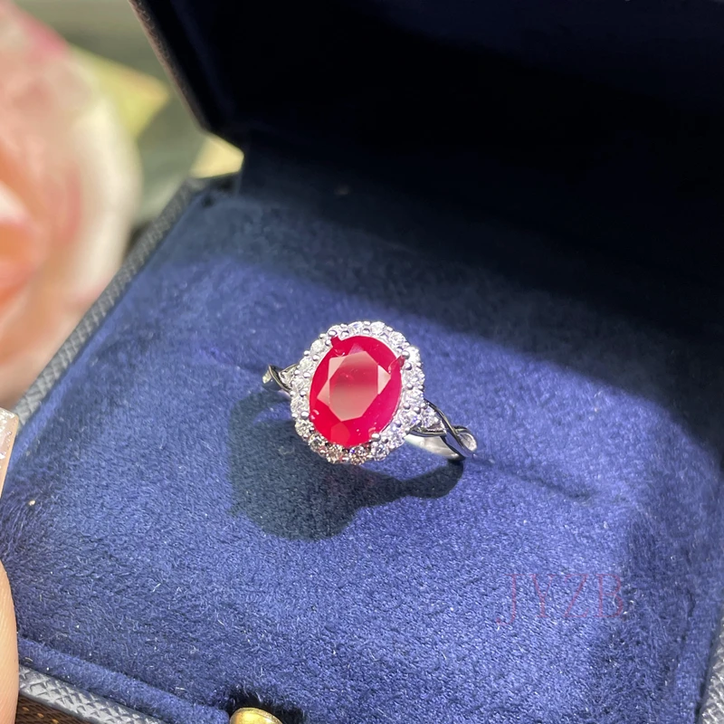 

Fine Jewelry Real natural Red Treasure Ring S925 Silver Fashion Silver Ring women's engagement ring