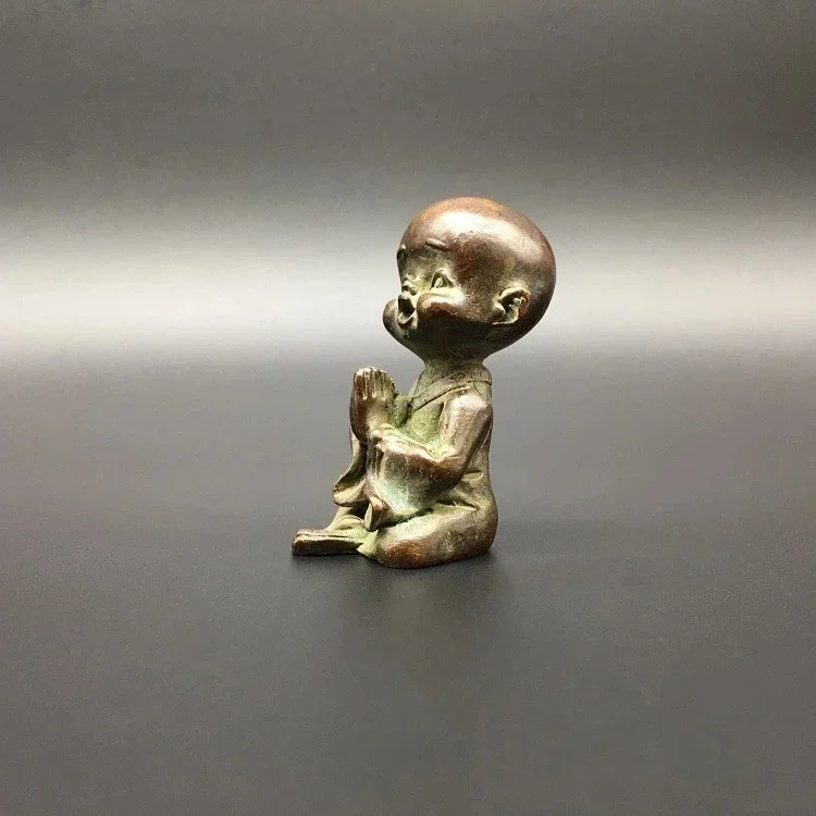 Collection Chinese Brass Carved Lovely Small Monk Amitabha Buddha Sakyamuni Exquisite Small Statues