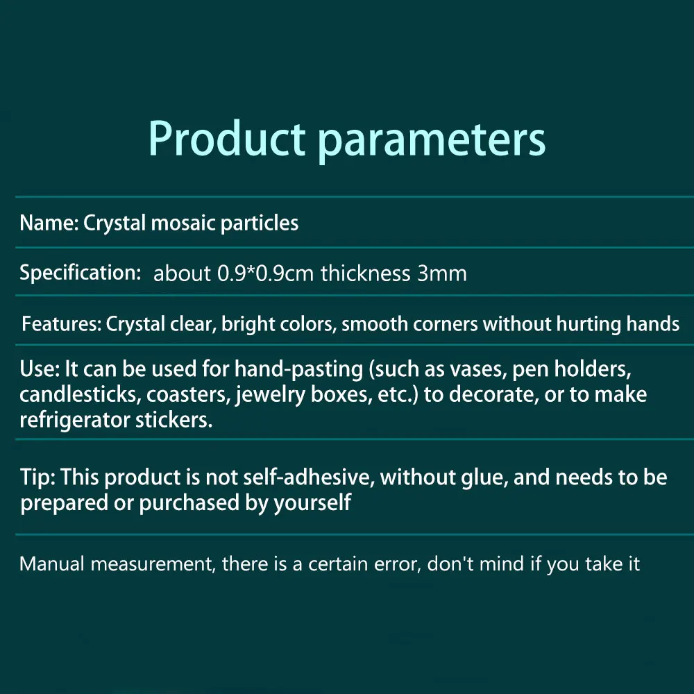 Mosaic Tiles for Crafts Shine Assorted Color Glass Glitter Mosaic Supplies Pieces Bulk Square Shape Home Decoration