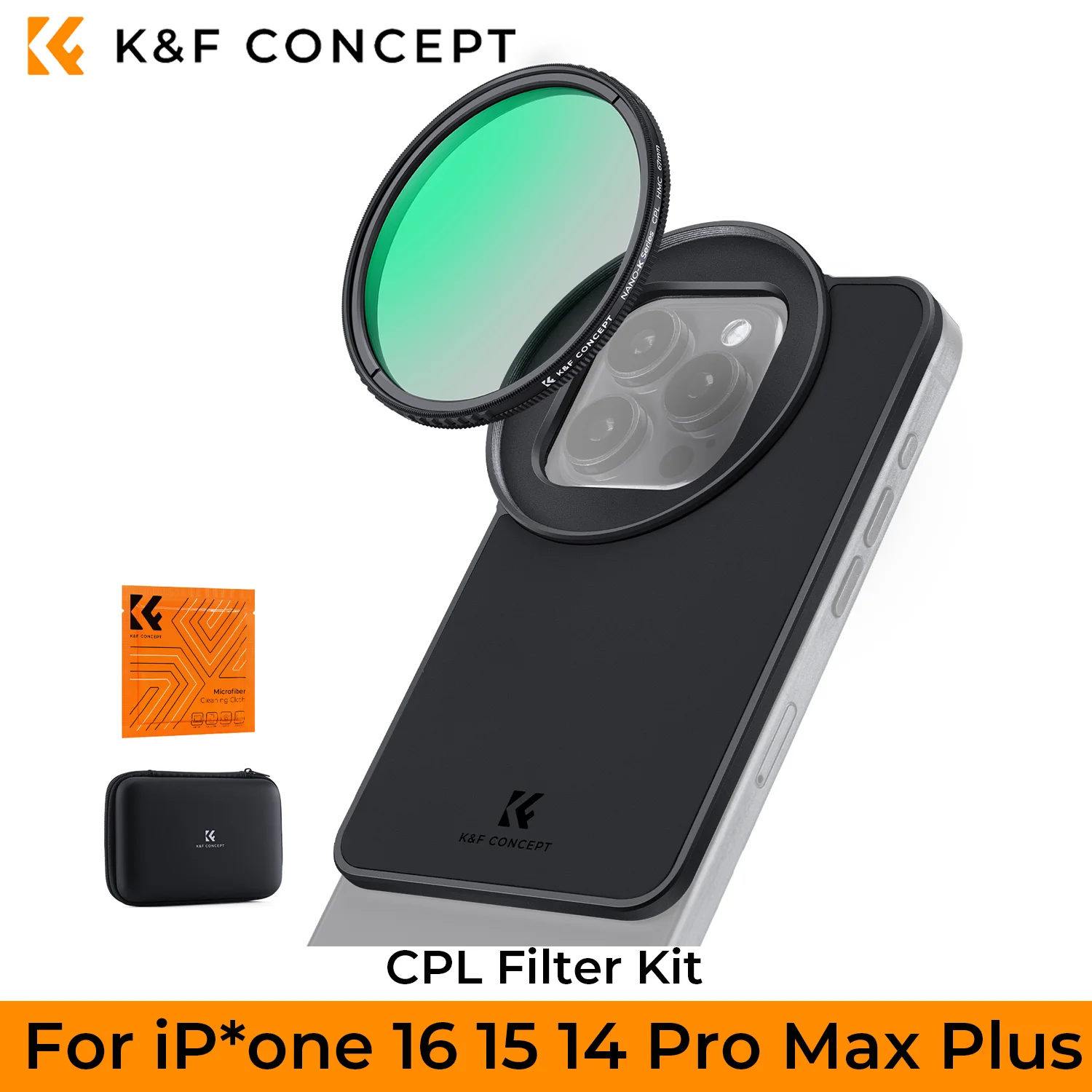 K&amp;F CONCEPT 6.7-inch Magnetic Filter Mount Adapter with 67mm CPL Polarizer Filter for iPhone 16 15 14 Pro Max Dual-side MagSafe