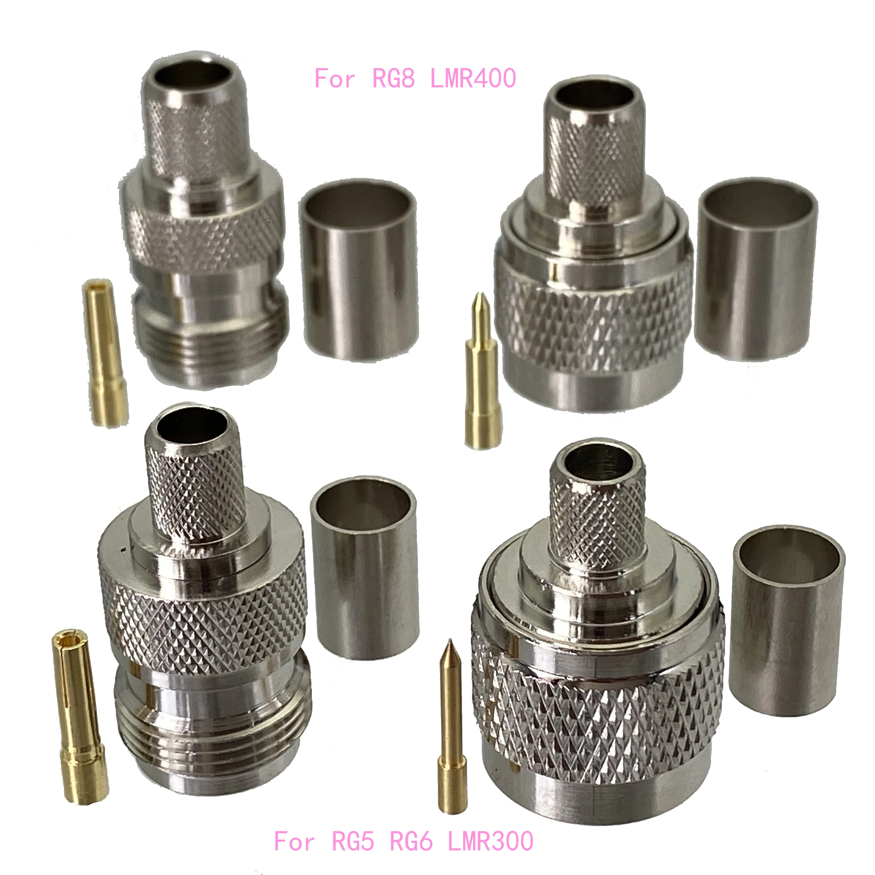 1Pcs Connector N Male Plug & Female Jack Crimp RG5 RG6 LMR300 & RG8 LMR400 Cable RF Adapter Coaxial Wire Terminals High Quanlity