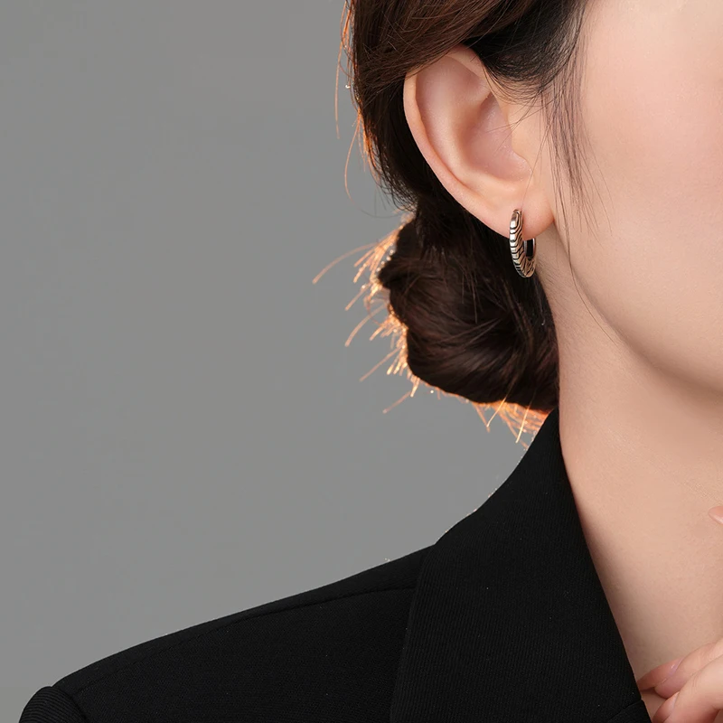 KOFSAC Trendy Zebra Tiger Skin Pattern Hoop Earrings For Women Vintage Glamorous 925 Thai Silver Jewelry Personality Ear Buckle