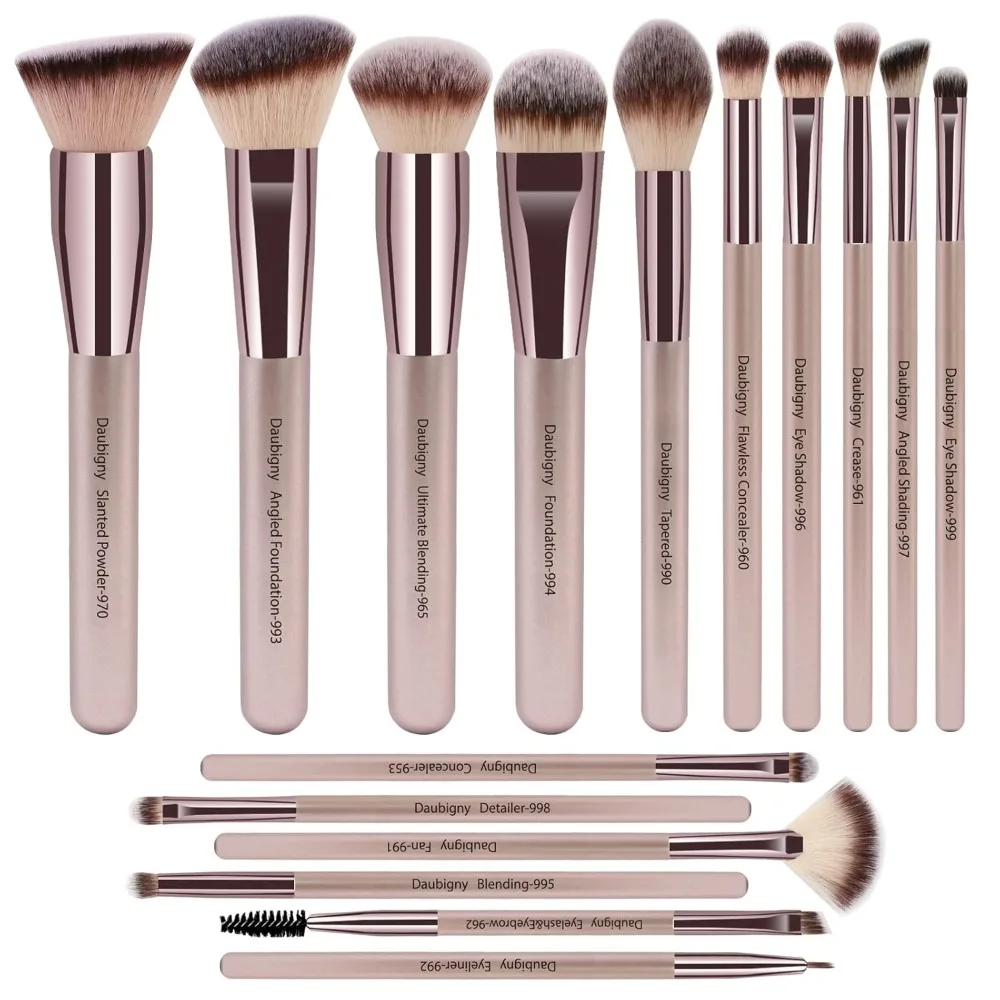 

Makeup Brushes, 16Pcs Complete Premium Synthetic Makeup Brush Set with Professional Foundation Brushes Powder Concealers Eye sh