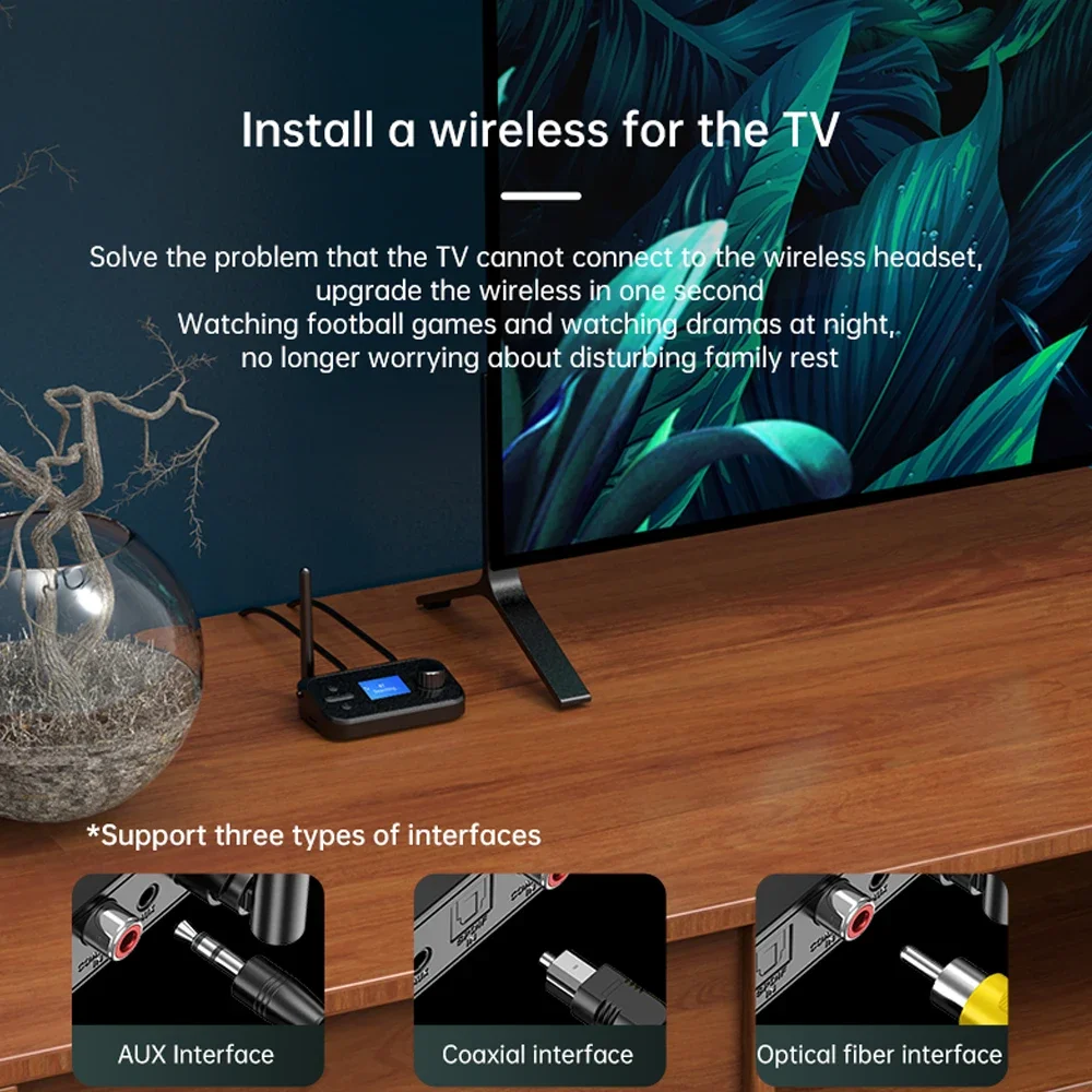 Receptor y transmisor de Audio Bluetooth, adaptador inalámbrico estéreo Coaxial óptico AUX de 3,5mm, convertidor DAC para TV, PC, Kit de auriculares para coche