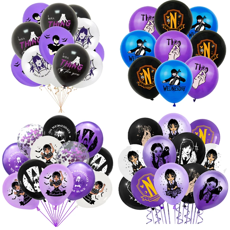 

4 Styles Wednesday Addams Birthday Party Decorations Balloon 12 Inch Latex Balloons Party Supplies Decoration Baby Shower Decor