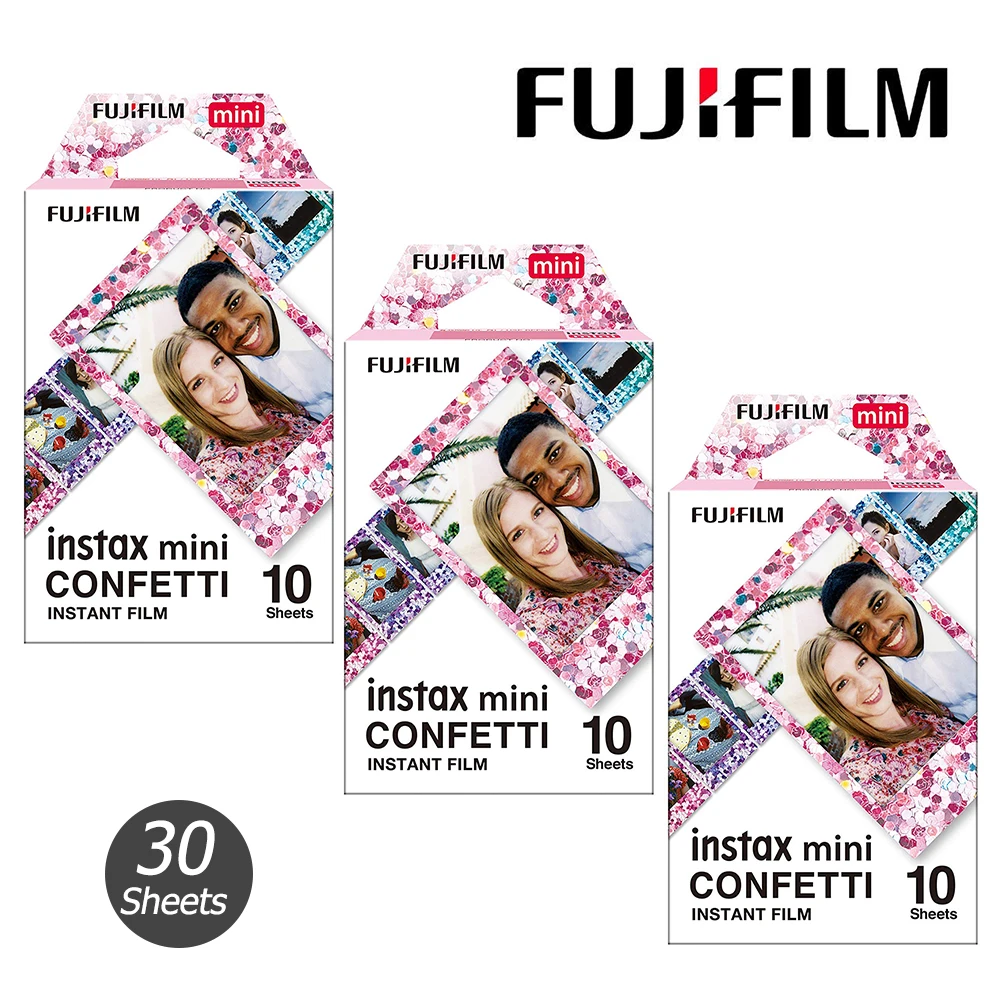 Fujifilm-Película de diseño de confeti Instax Mini, para cámara instantánea Fuji Mini 11, 8, 9, 7s, 25, 26, 70, 90, SP-1, SP-2