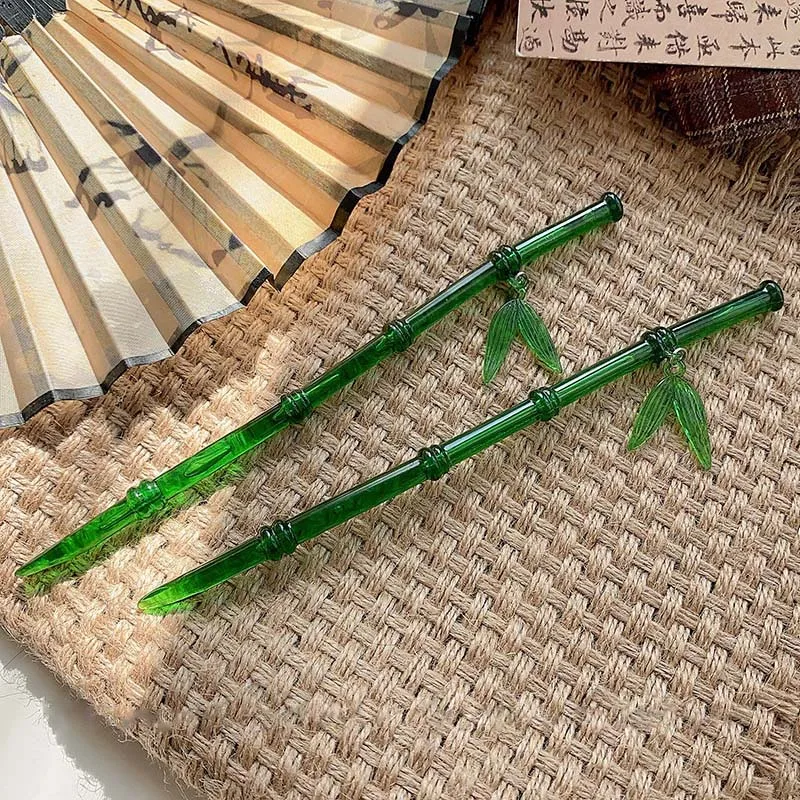 Vintage Nachahmung Jade Bambus Blatt Haar Stick Haarnadel Kopfbedeckung  Neue Chinesische Stil Weibliche Acryl Haar Verschluss Haar Zubehr -  AliExpress 36