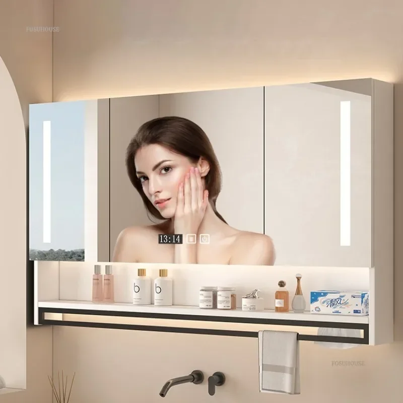 モダンなバスルームミラーキャビネット家庭用家具壁掛け防曇バスルーム収納統合シンクキャビネットバックライト付き K