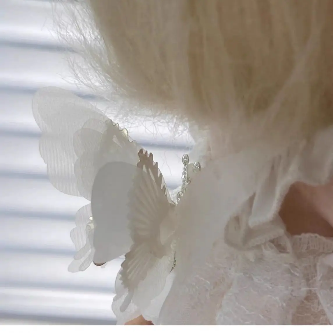 Butterfly Princess Style Series 15/20cm Universal Cotton Baby Doll Mini Dress Includes White Silk Dress with Hairpin view 3