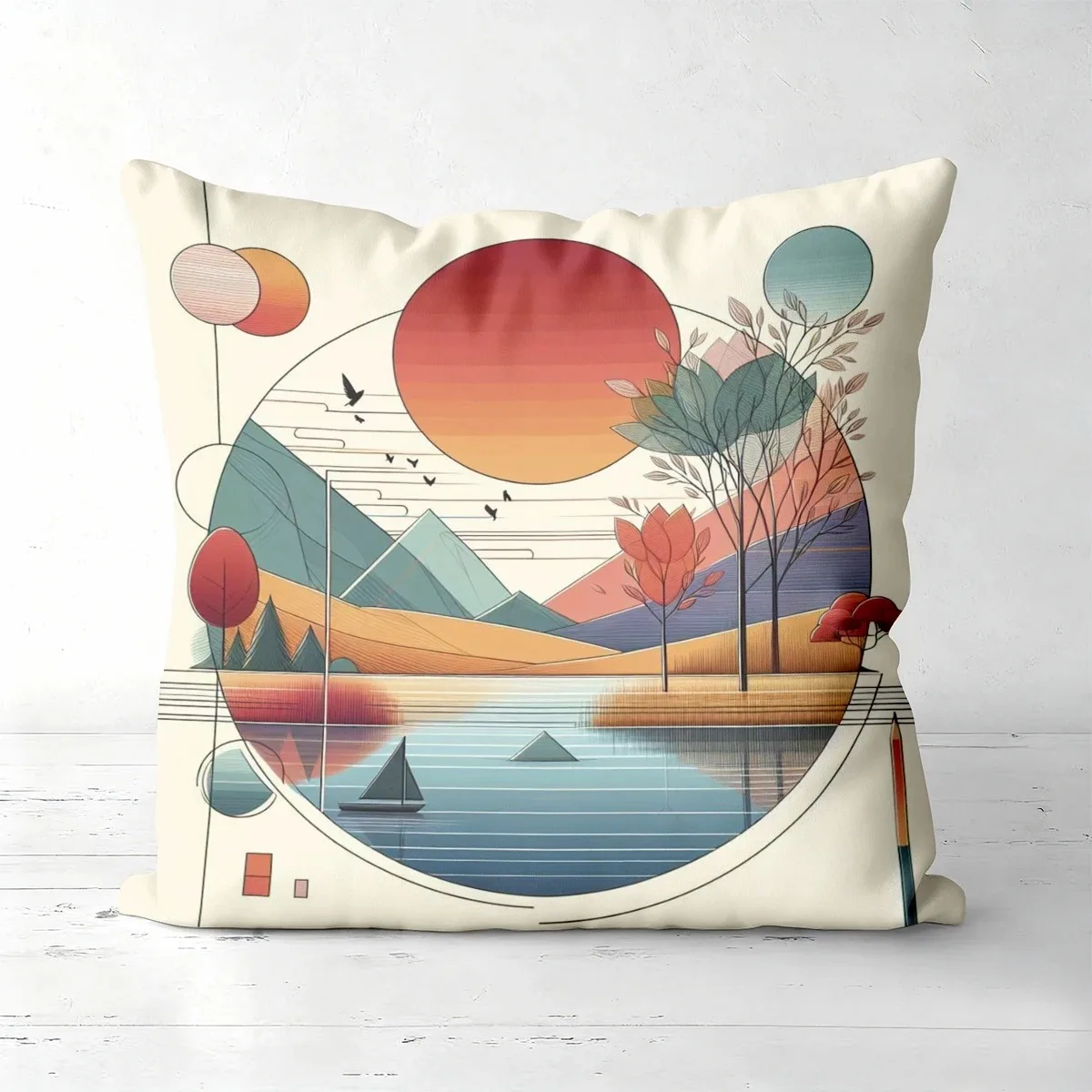 

Sunrise Mountain View Cushion Covers 1PC Decorative Throw Pillow Case 2D Flat Printed Peach Skin Soft Cushion Covers Living Room