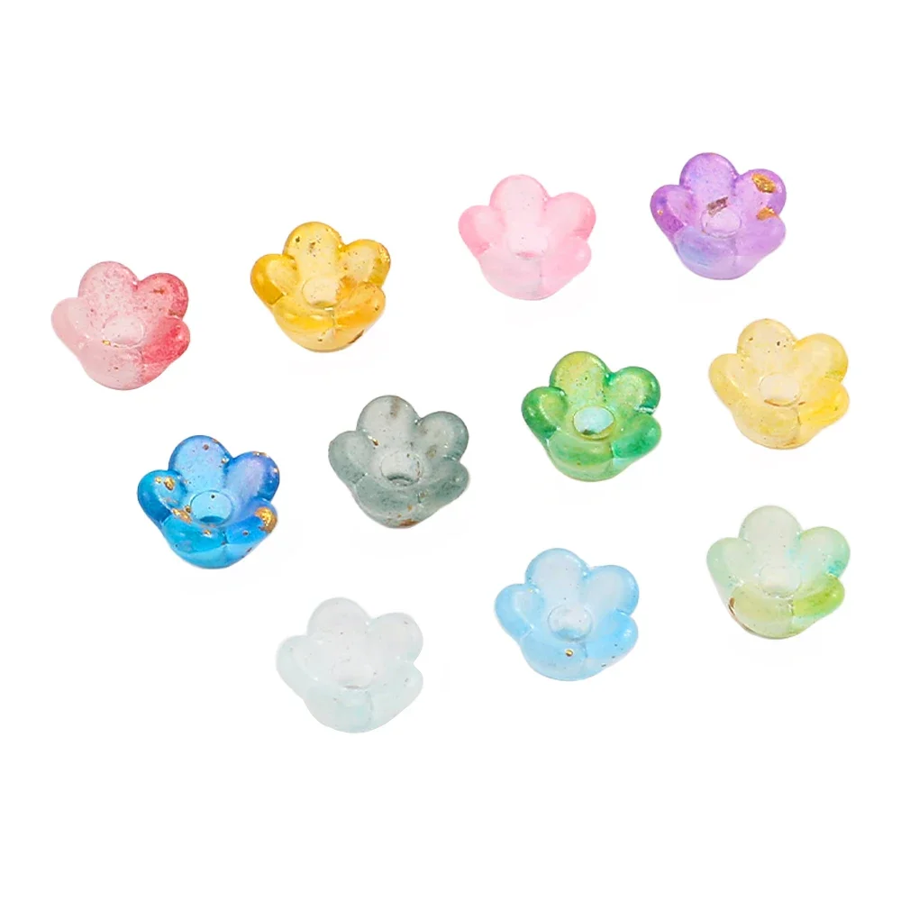 300pcs 3x6mm Gradient Color Acrylic Beads Flower Spacer End Beads Caps for DIY Earrings Bracelet Jewelry Making Accessories