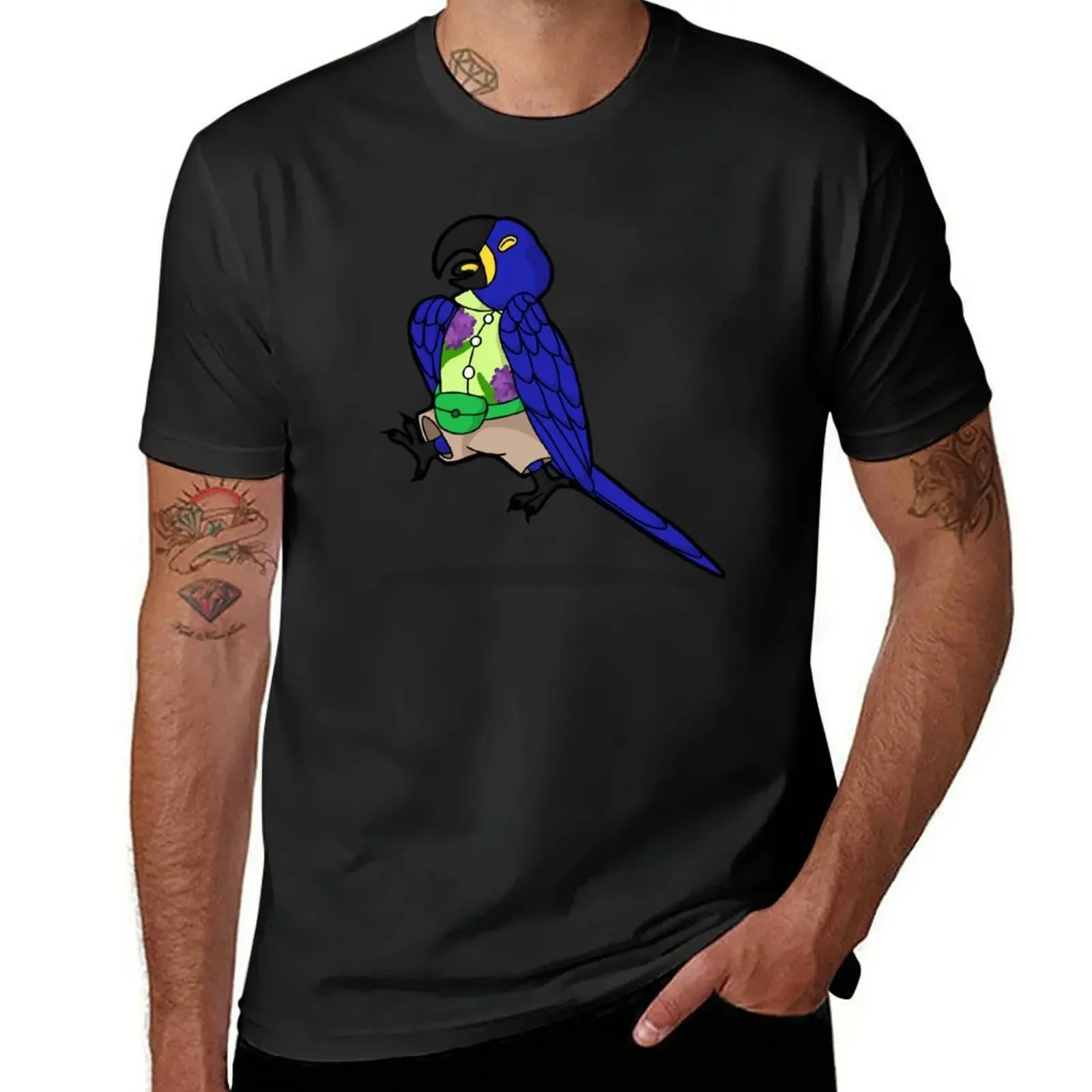 Hyacinth Macaw jumping for joy! T-Shirt cute tops graphic shirts shirts graphic tees luxury t-shirt men t shirts high quality