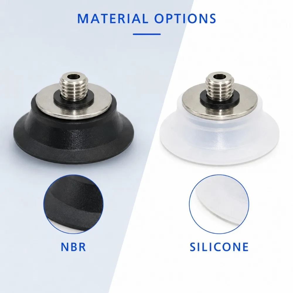 10PCS Flat Vacuum Suction Cups ZP2-TB15/20MT Silicone & NBR Single Layer Thin Pads for Paper Film Cardboard Pneumatic Robot Arm