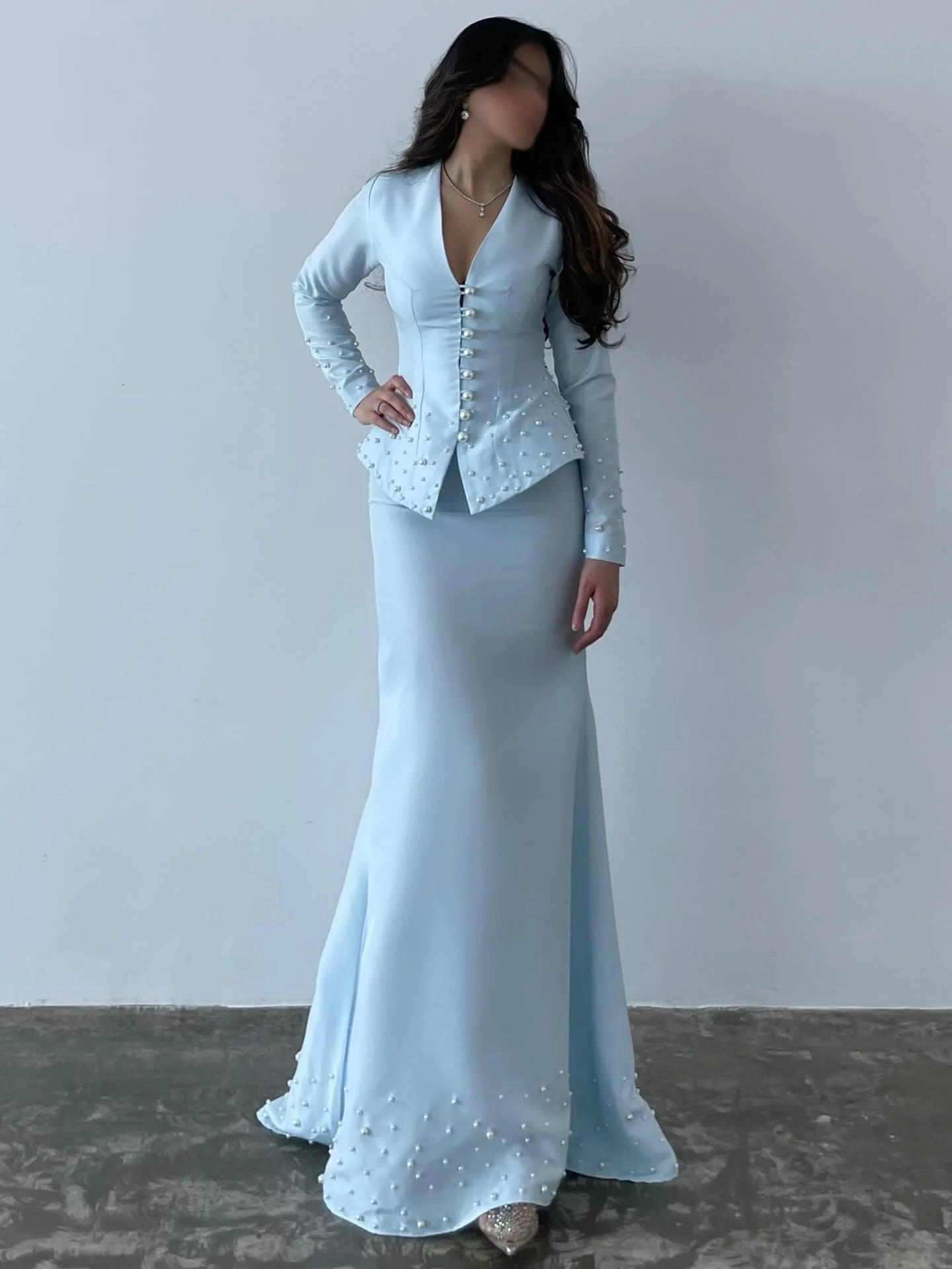 

Dubai Elegant Evening Dresses Luxurious Satin V-Neck Special Occasion Prom Gowns Simply Customized платье женское