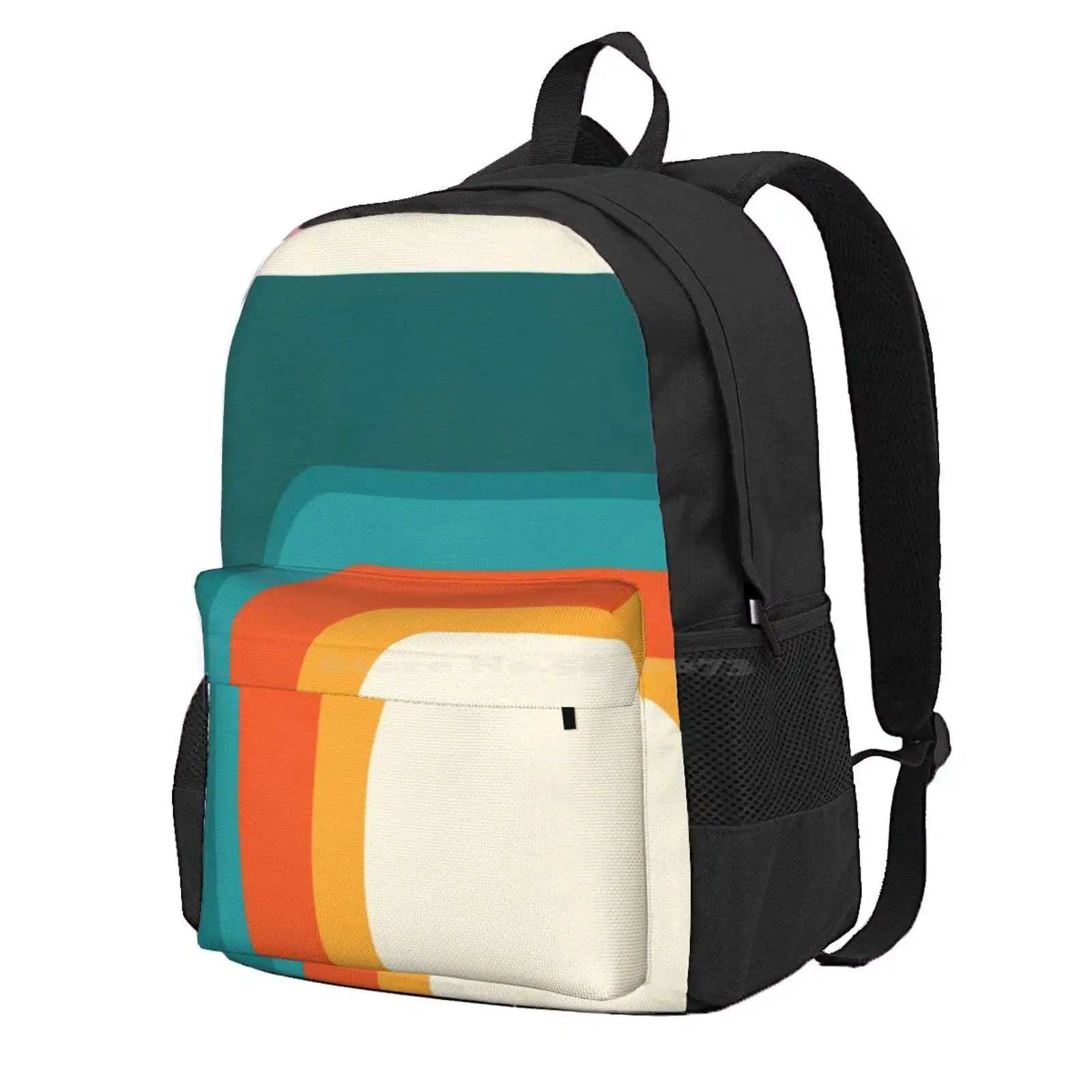 Mid-Century Modern Rainbow Teal Yellow Orange Hot Sale Schoolbag Backpack Fashion Bags Boho Midcentury Modern Retro Rainbow