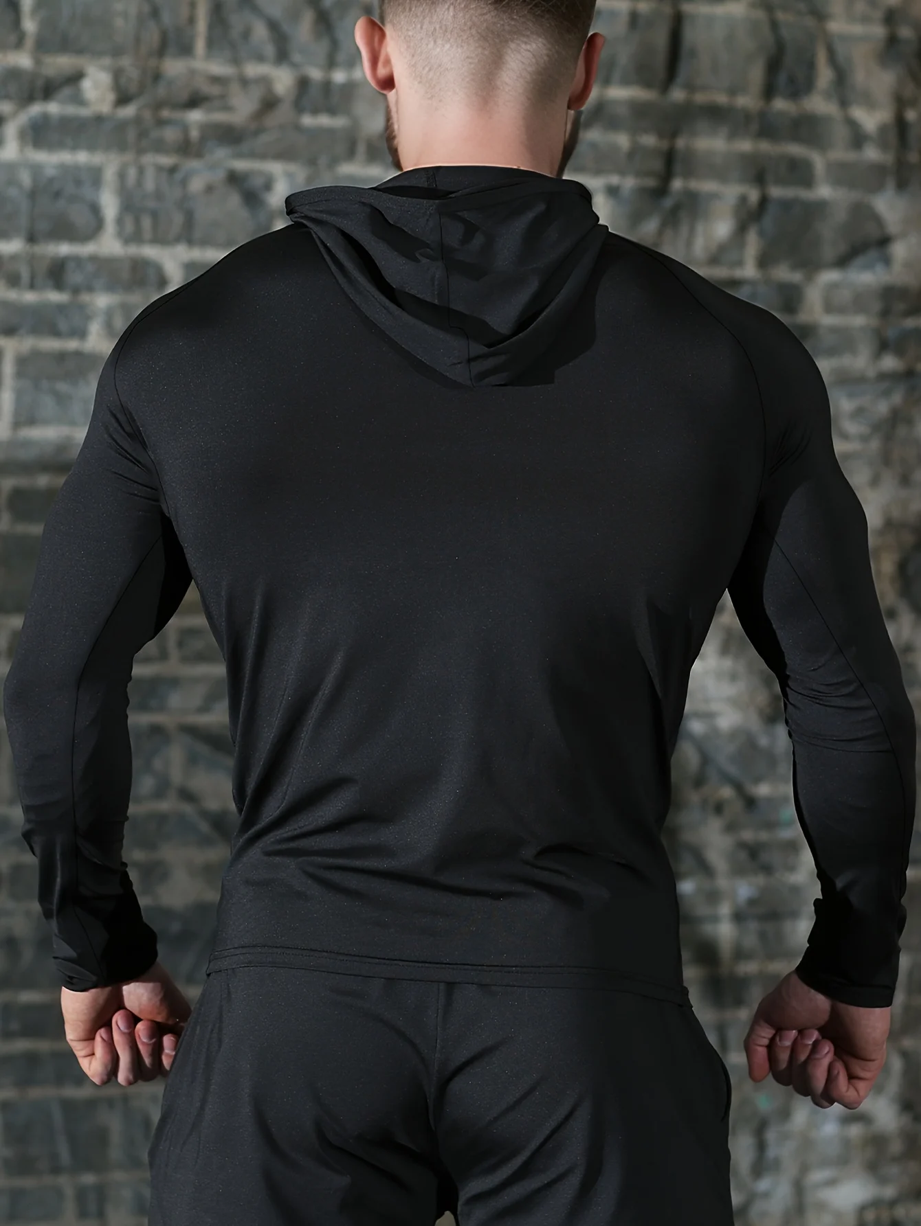 Men's High-elasticity Running Jacket Hooded Zipper, Suitable for Both Fitness and Casual Wear, Fitted Long-sleeved Training Suit