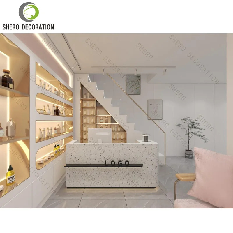 custom.Modern Durable Cosmetic Display Counter High Quality Commercial Makeup Display Showcase With Exquisite Cosmetic Furniture