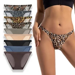 ZXYOUPING high-end ice silk seamless women's briefs hip lift low waist animal print sexy panties M-XL