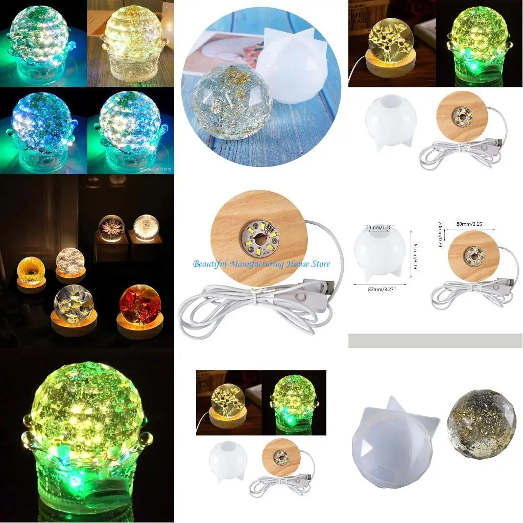 

E56A Car Ornaments UV Crystal Epoxy Mold Round Ball Decoration Resin Silicone Mould DIY Crafts Casting Tools