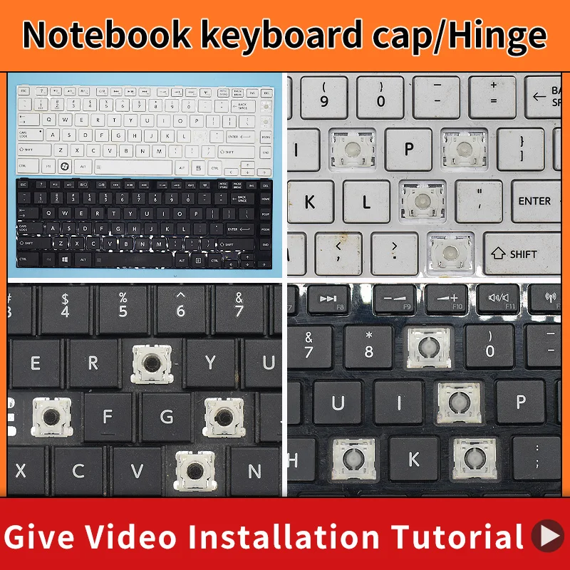 Keycap de substituição para Toshiba Satellite, Dobradiça do tampão chave, L800, L805, C805D, C800, C840, C845, L830, L840, M800, M805, L835, P840, teclado