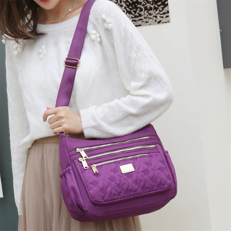 2024 Popular Luxury Women\'s Designer Shoulder Bag Fashion Embroidery Oxford Cloth Diagonal Span Bags New Multifunctional Handbag