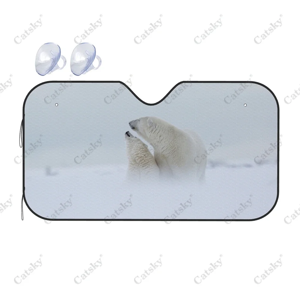 Lonely Polar Bear Car Accessories Front Windshield Sunshade Foldable Sunvisor Protect Summer Visorshield Decoration for SUV