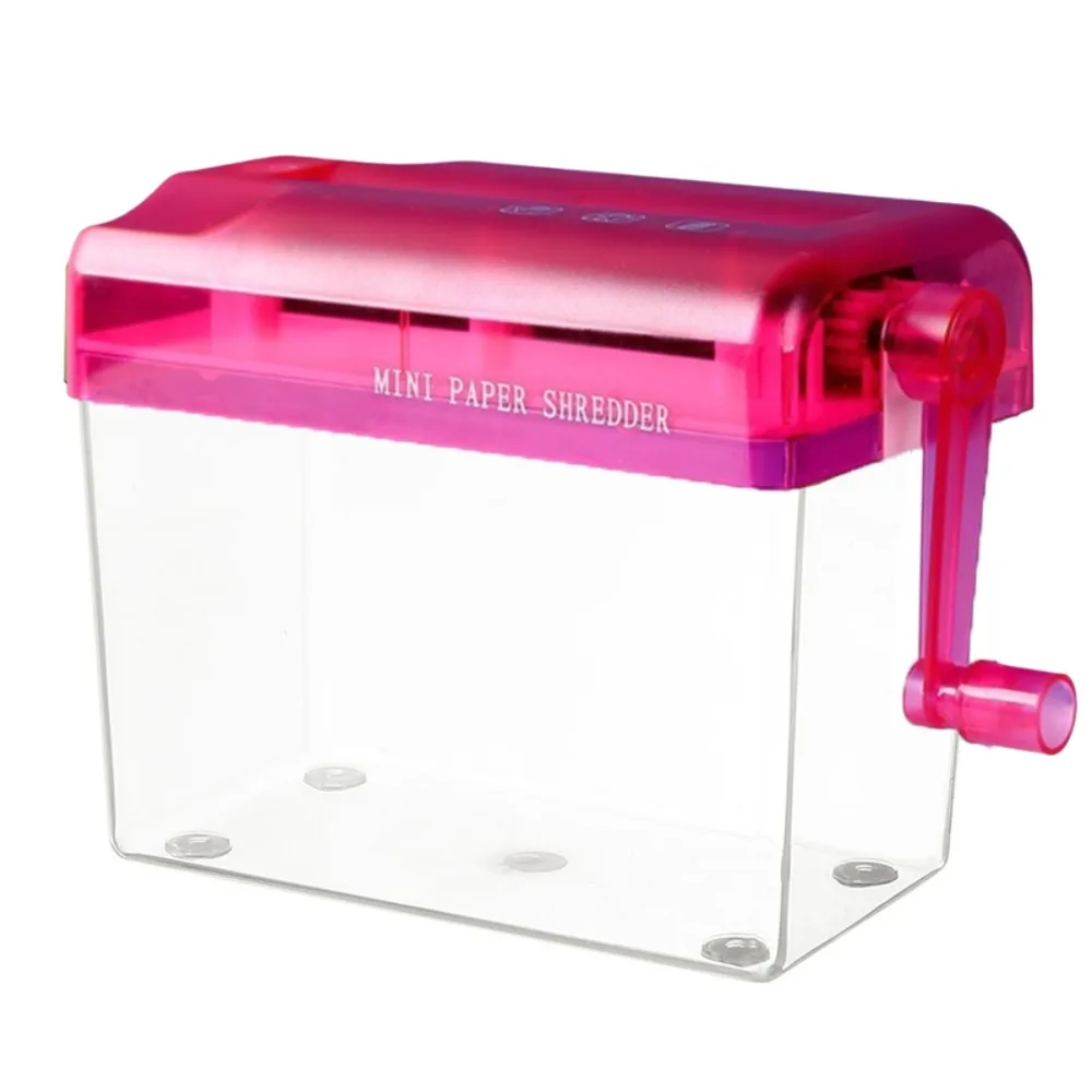 Mini Manual Paper Shredder Hand Crank Transparent Document Destroyer ABS Non-slip Base Documents Paper Cutting Tool Receipts