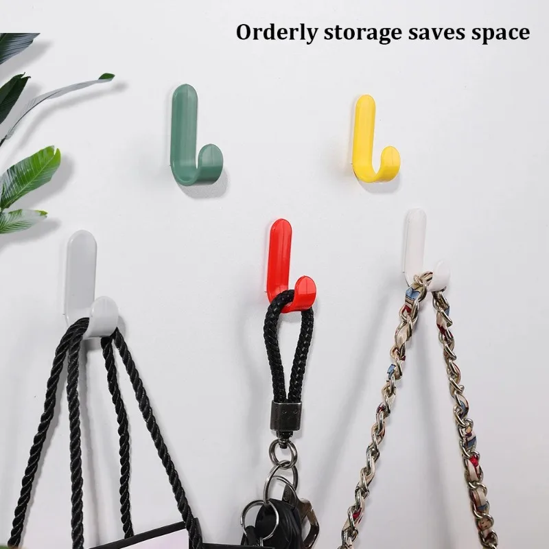 4pcs Wall-mounted Hook Space-saving Clothes Bag Hanger Hooks Self-adhesive Wall Hanging Holder Racks Bathroom Kitchen Gadgets