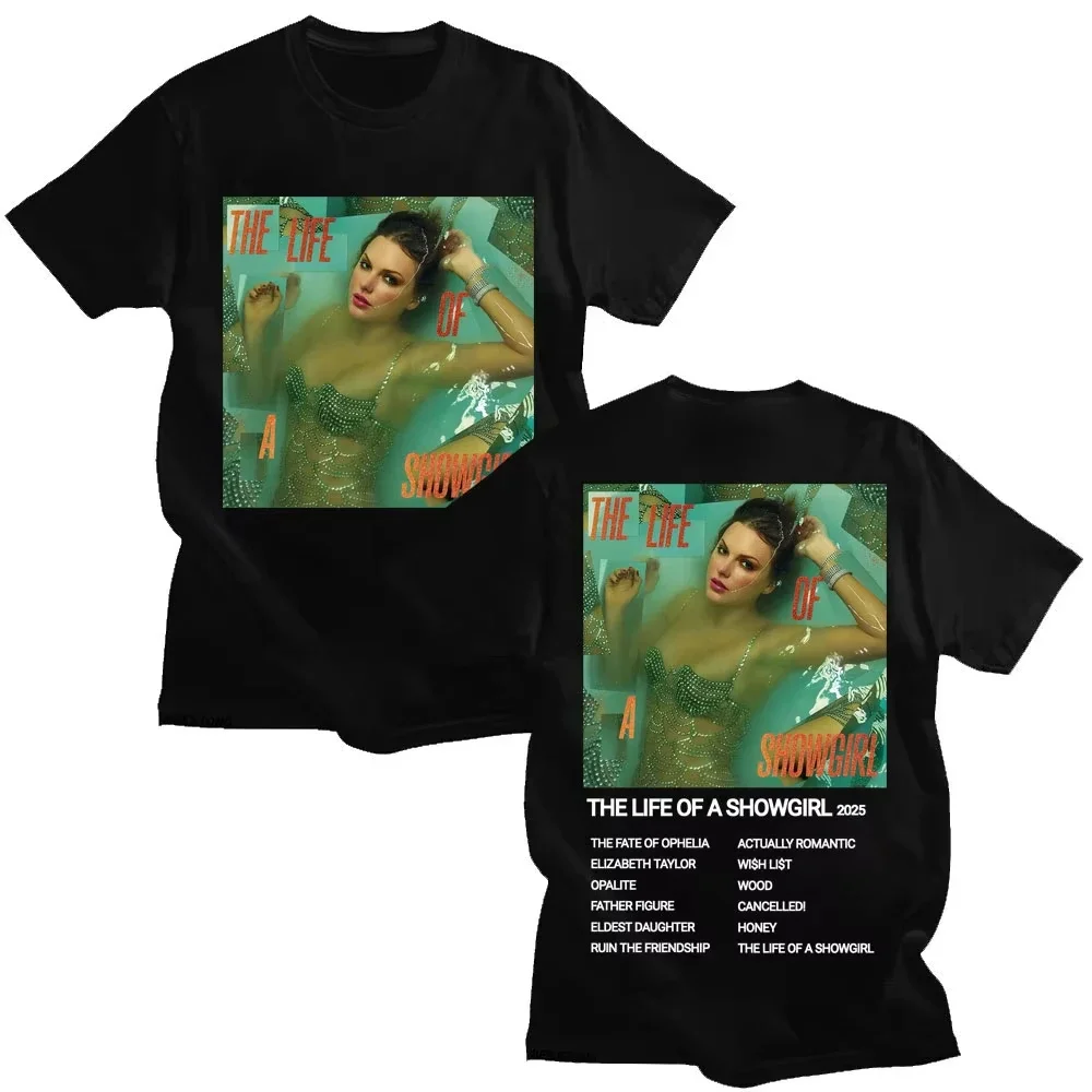 

Футболка с новым альбомом The Life of A Showgirl 2026 для мужчин и женщин, модные винтажные футболки, повседневные хлопковые футболки с круглым вырезом, уличная одежда в стиле хип-хоп
