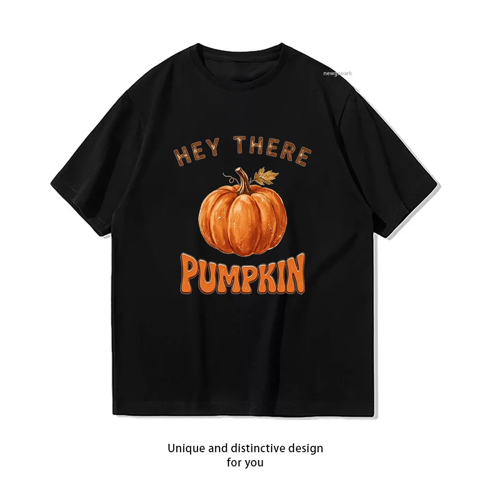 Hey There Pumpkin Autumn Pumpkin Retro Thanksgiving Harvest T-shirt Woman Man Summer Cotton Graphic T Shirts Adult Casual Tee