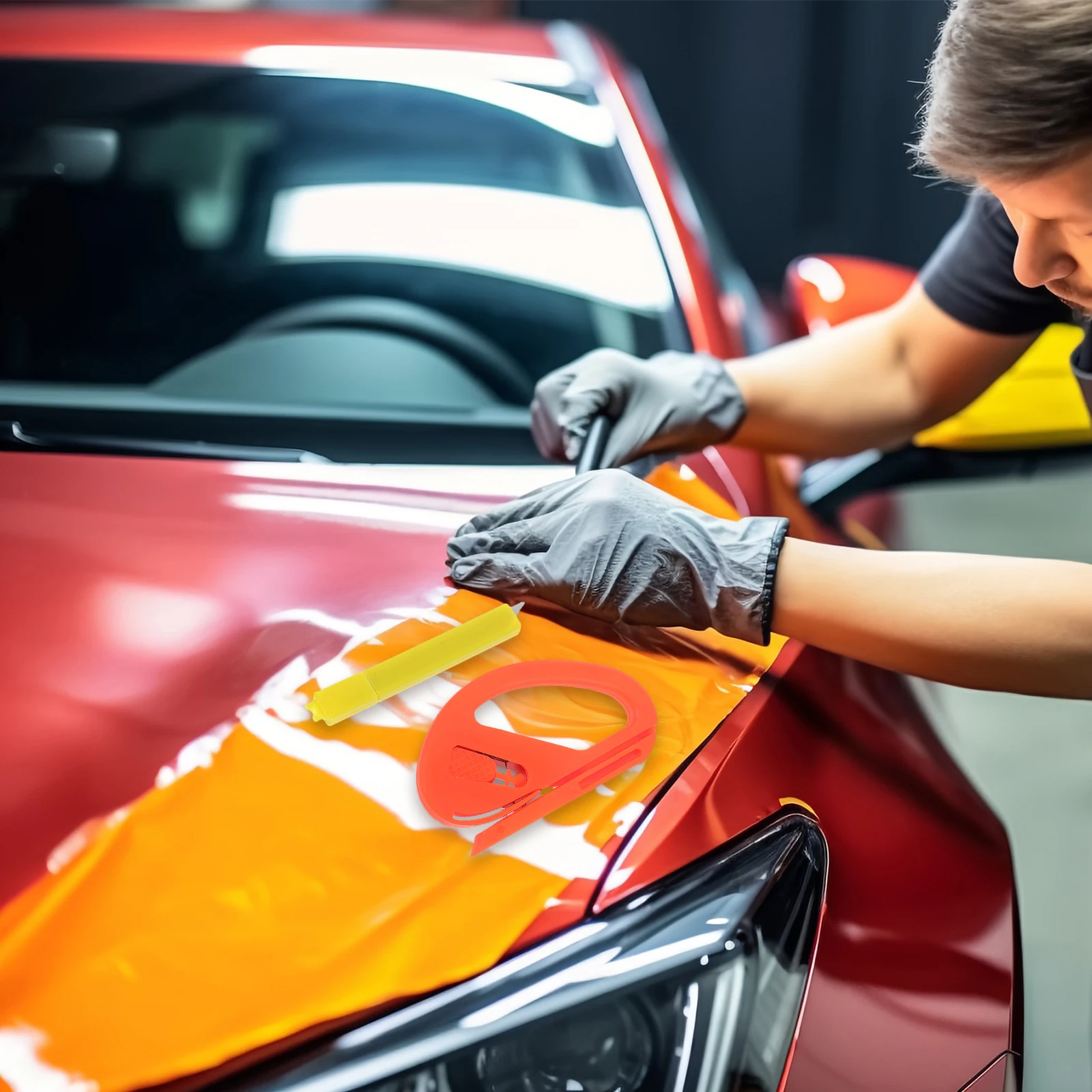 

4Pcs Car Window Tint Film Tool Kit Durable Professional Smoothing Tools for Vinyl Wrapping Wallpaper Protective Film