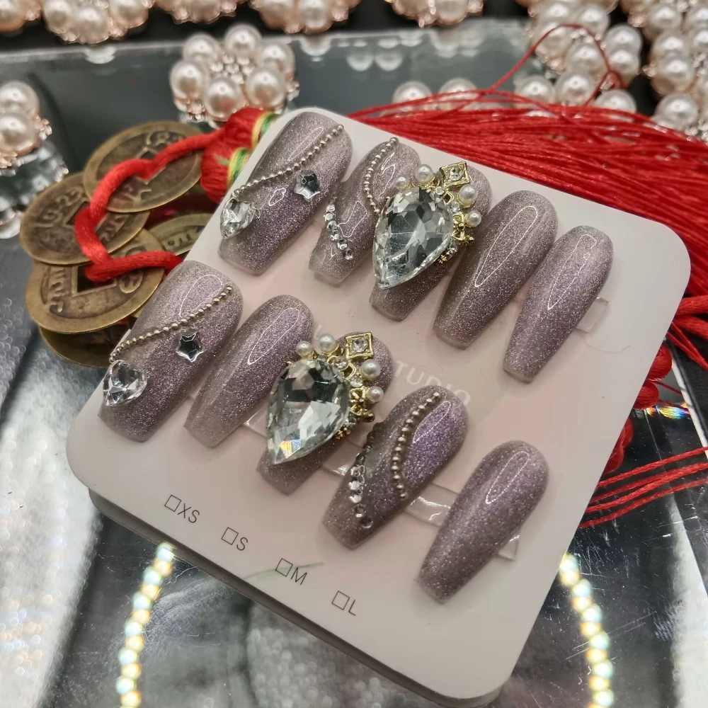 10 stuks hoge kwaliteit handgemaakte pers op nagels super glanzende glanzende toplaag bohemien stijl celebrity-stijl nail art literaire stijl