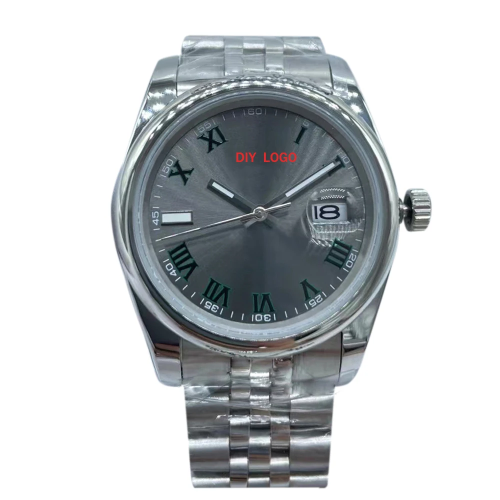 Customized Logo 36mm Fashionable Automatic Movement, Green Roman Dial, Women's Watch Women Gifts