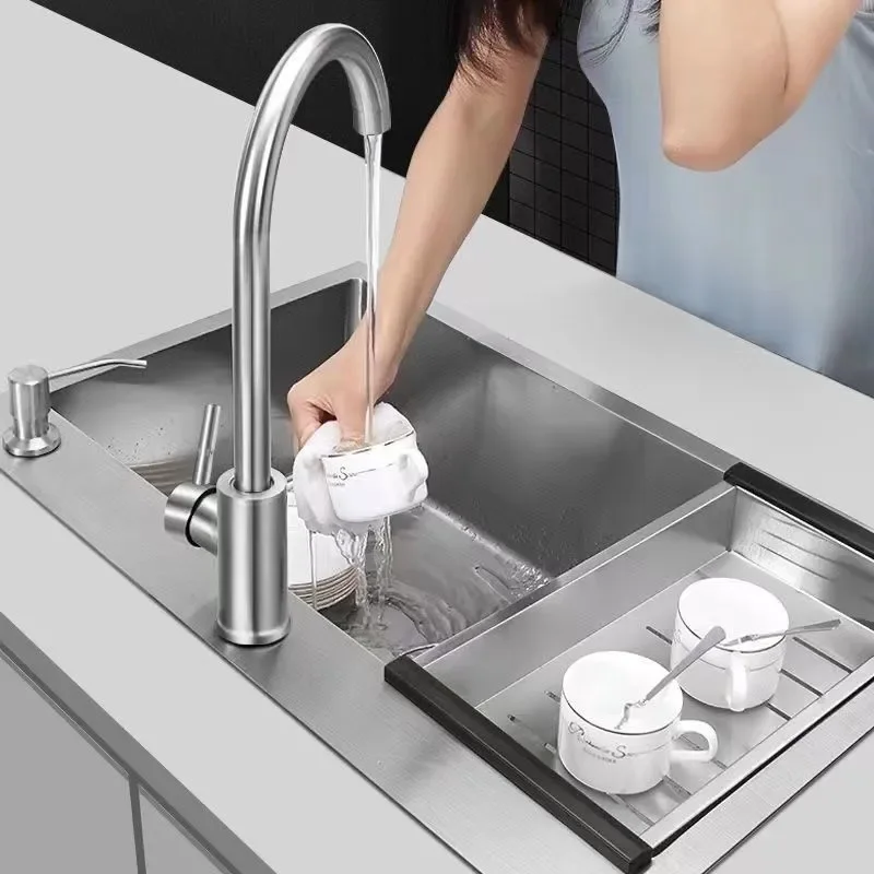 for Brushed Thickened Stainless Steel Vegetable Basin Single Slot Integrated Dishwasher Manual Under Counter Household