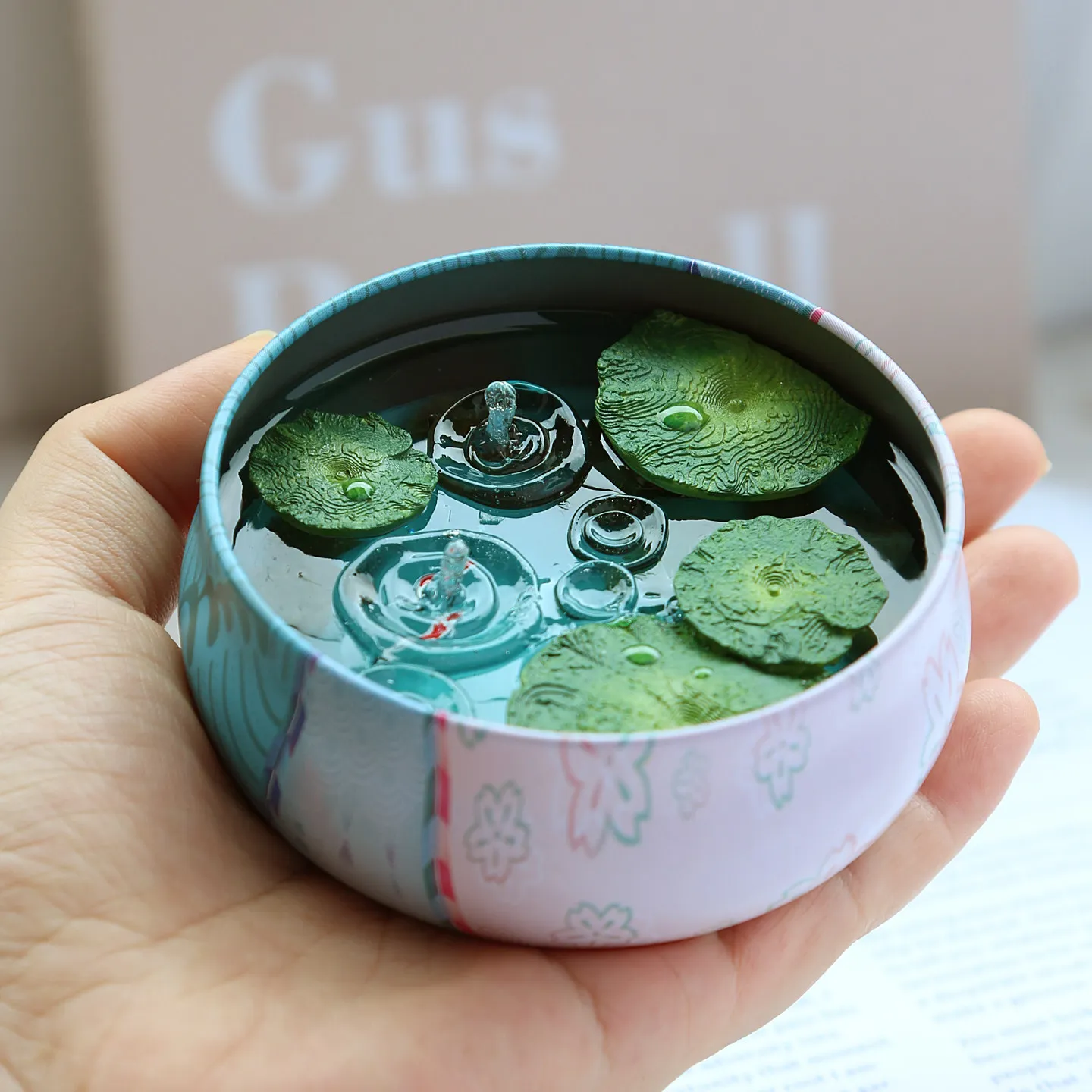 NEW Handmade Summer Lotus Pond Iron Box Micro Landscape Decoration Healing Desktop Decoration Creative Friends' Birthday Gift